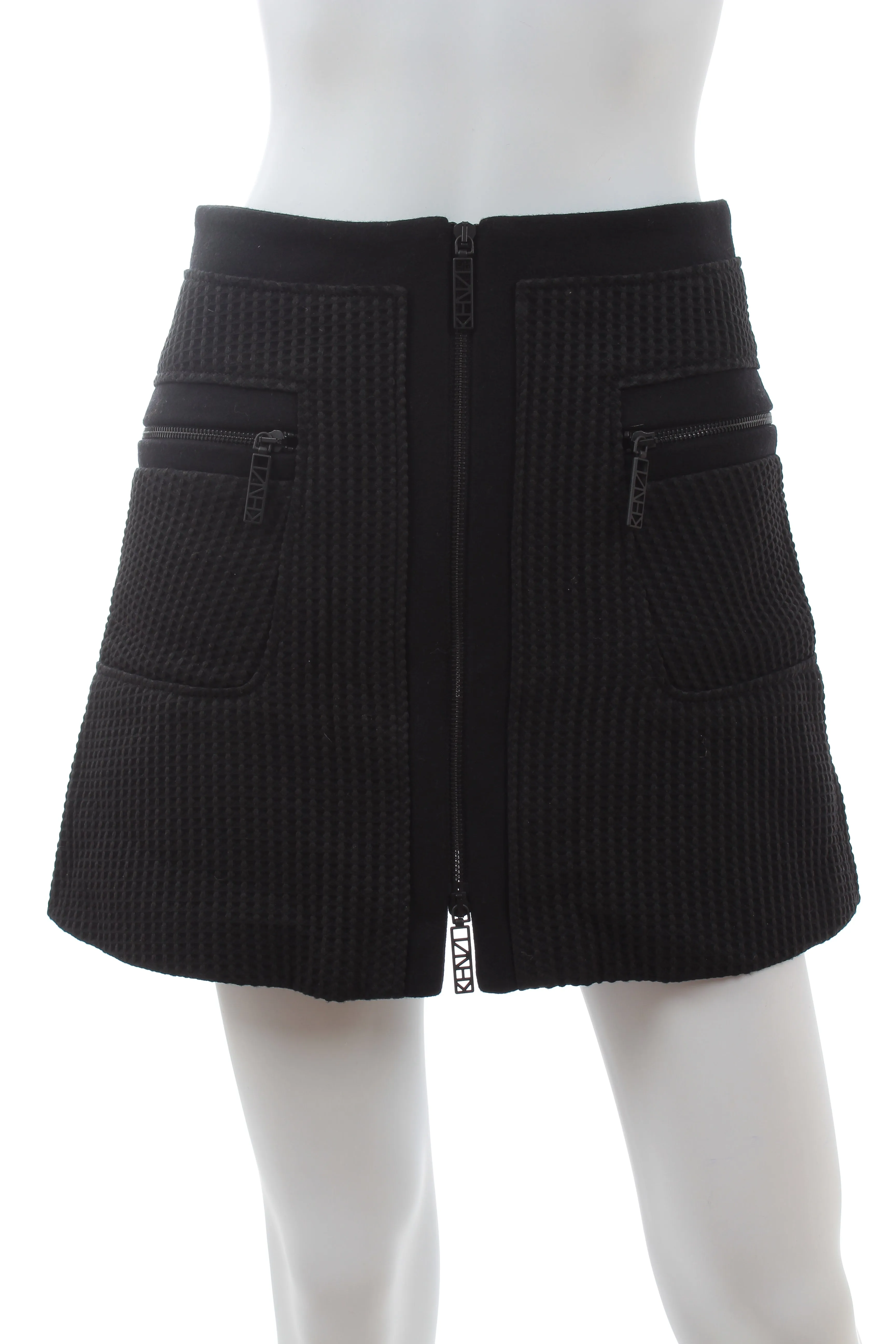 Kenzo Waffle-Knit Zip Mini Skirt