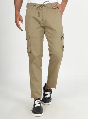 Khaki Solid Slim Fit Cargo Pant | JadeBlue