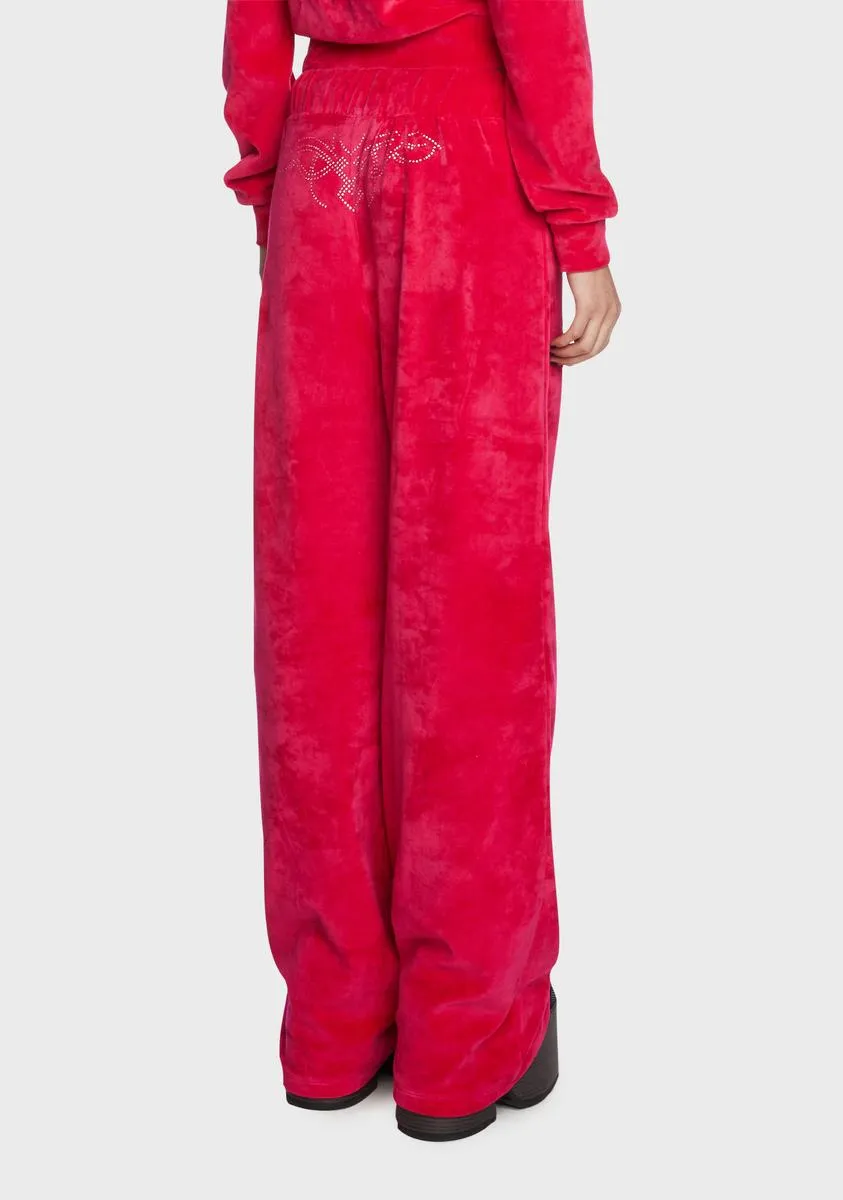 Kuromi Velour Hot Fix Embroidered Joggers