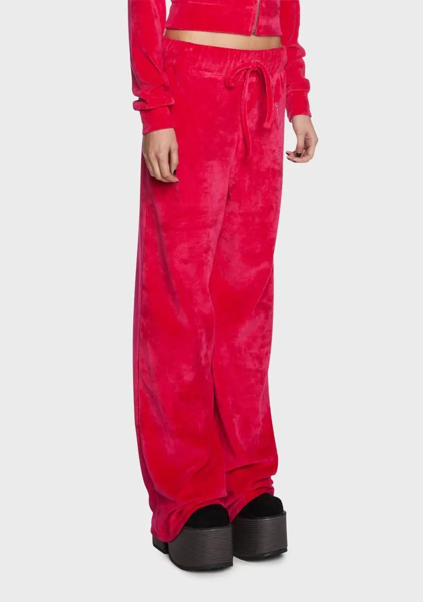 Kuromi Velour Hot Fix Embroidered Joggers