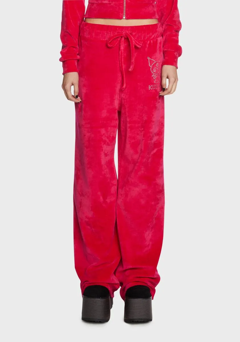 Kuromi Velour Hot Fix Embroidered Joggers