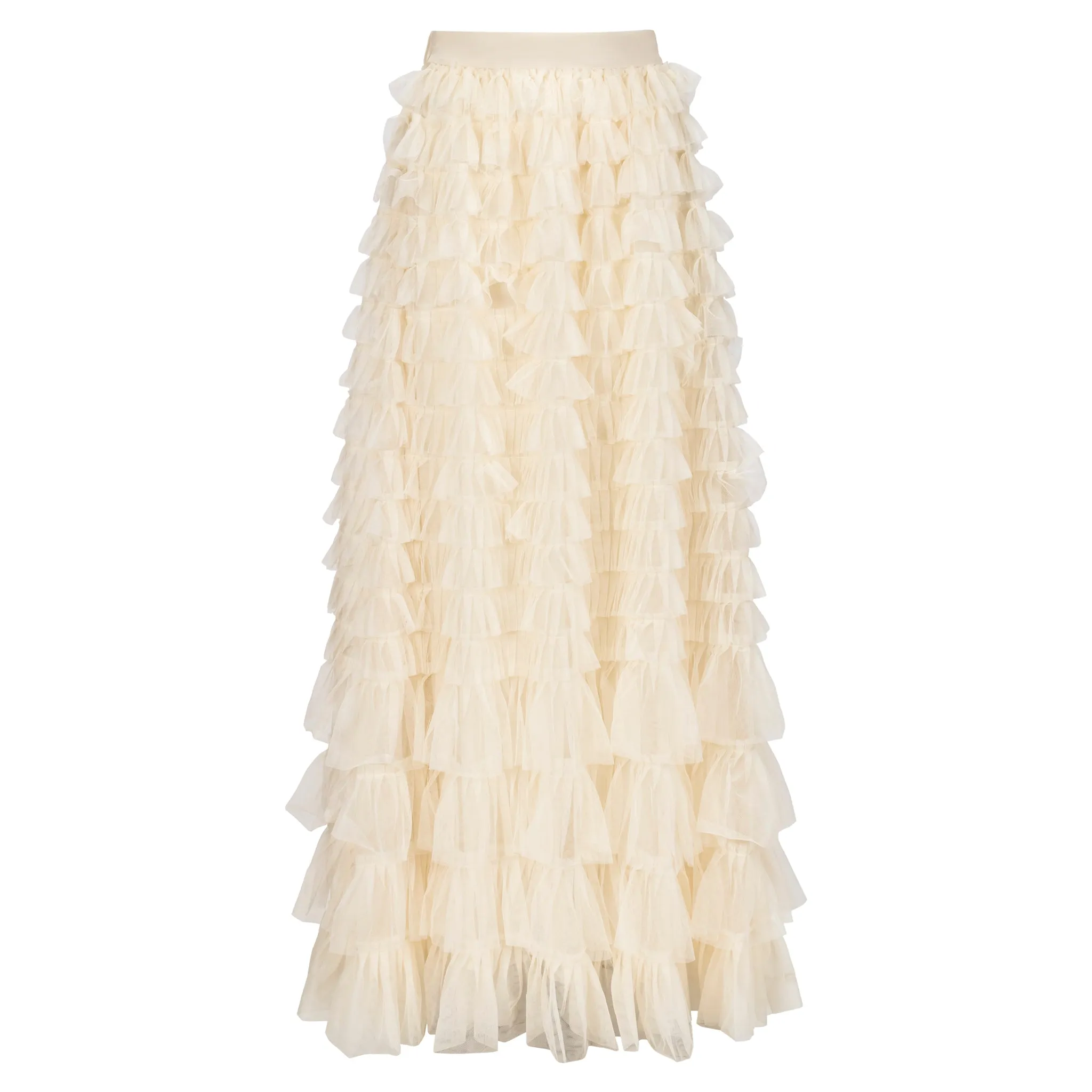 Layered Maxi Tulle Skirt - Cream