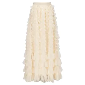 Layered Maxi Tulle Skirt - Cream