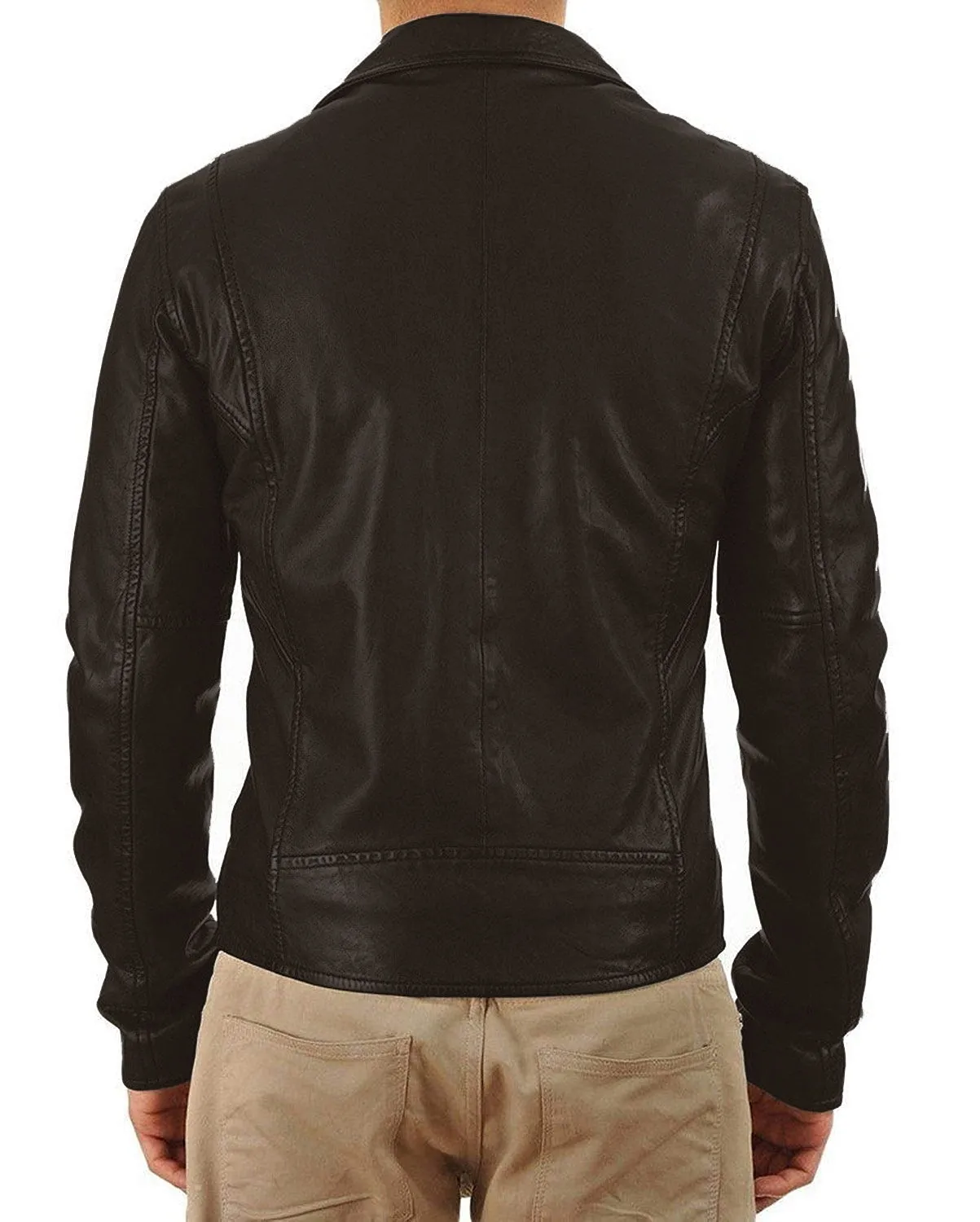 Leather Jackets Hub Mens Genuine Lambskin Leather Jacket (Black, Rocker Jacket) - 1501325