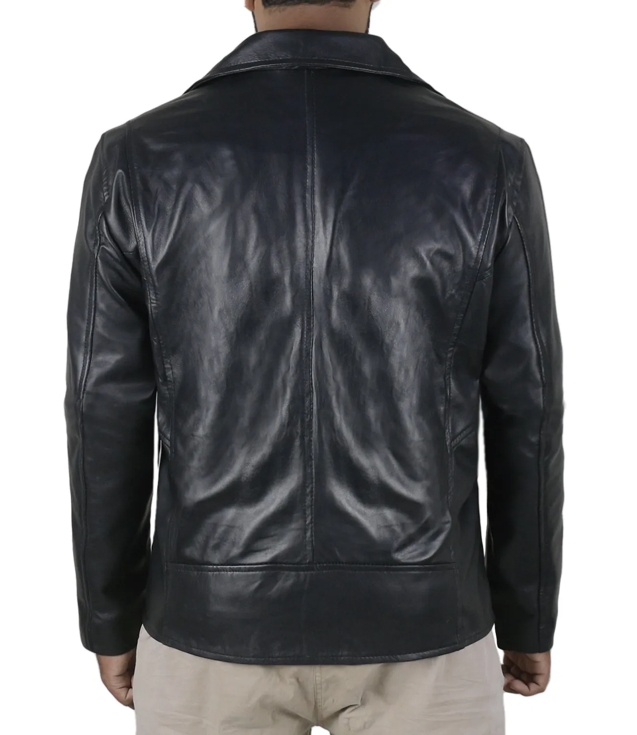 Leather Jackets Hub Mens Genuine Lambskin Leather Jacket (Black, Rocker Jacket) - 1501325