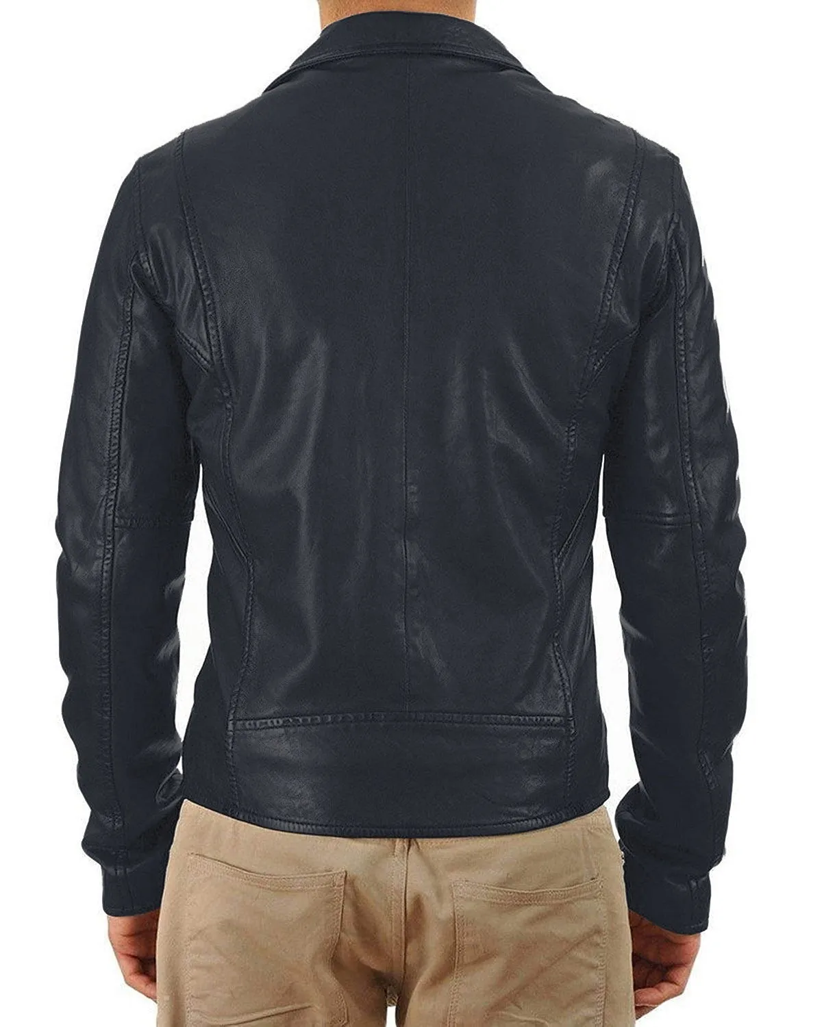 Leather Jackets Hub Mens Genuine Lambskin Leather Jacket (Black, Rocker Jacket) - 1501325