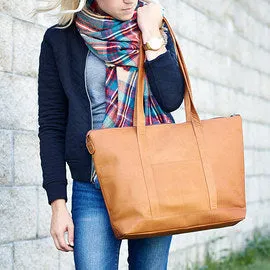 Leather Medium Classic Pocket Tote Bag