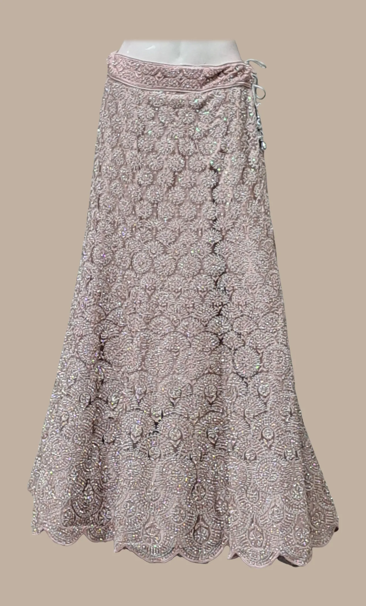 Light Mauve Embroidered Lengha