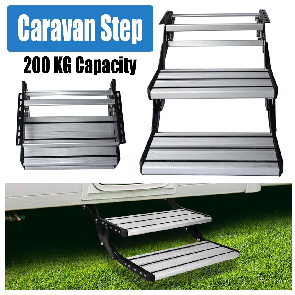 Lightweight Aluminium Double Caravan Steps with Anti-Slip