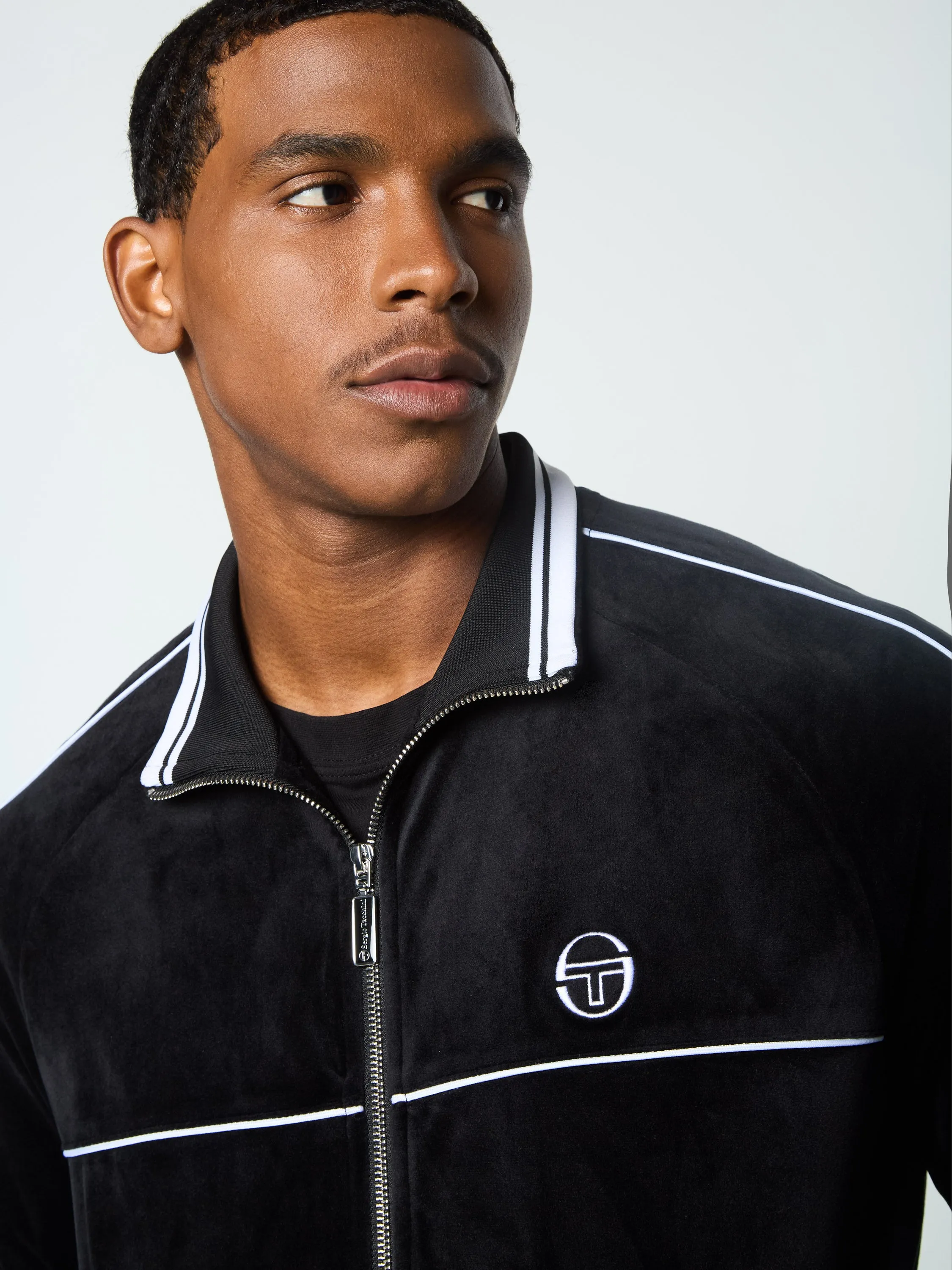 Lioni Velour Track Jacket- Black Beauty