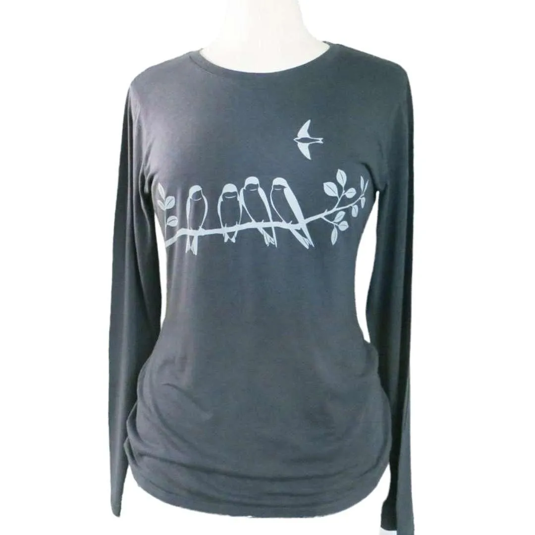 Long Sleeve - Swallows Dark Gray Pullover (XS - 3XL) by Uzura