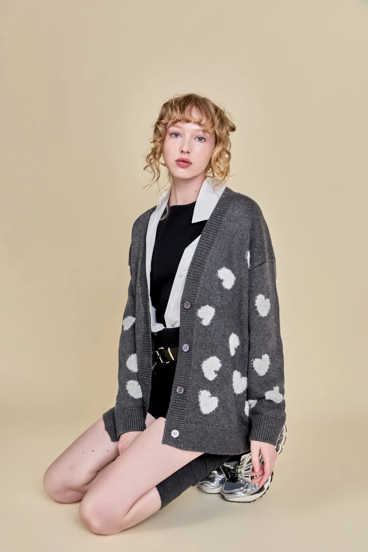 Lurex Heart Cardigan