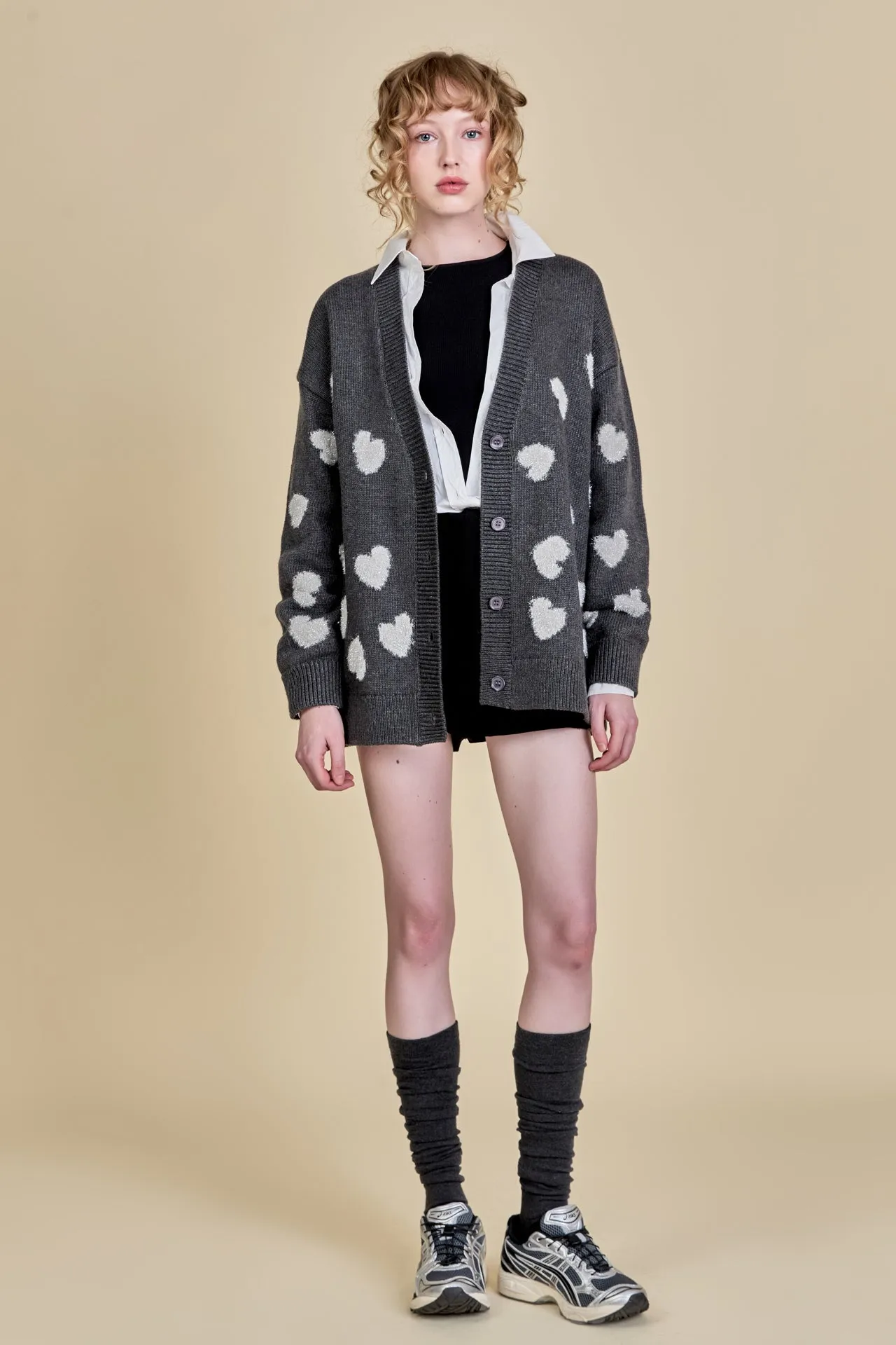 Lurex Heart Cardigan