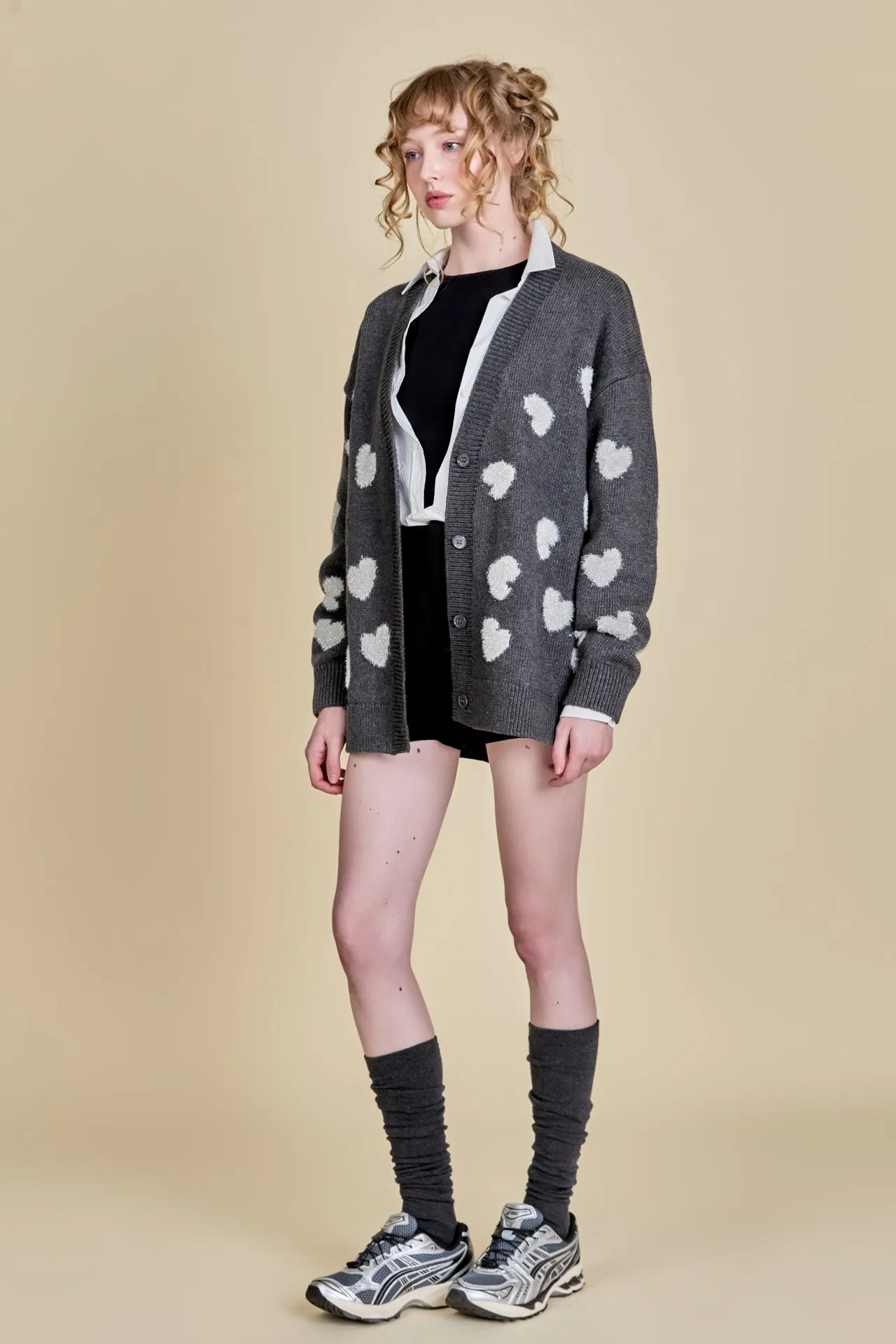 Lurex Heart Cardigan