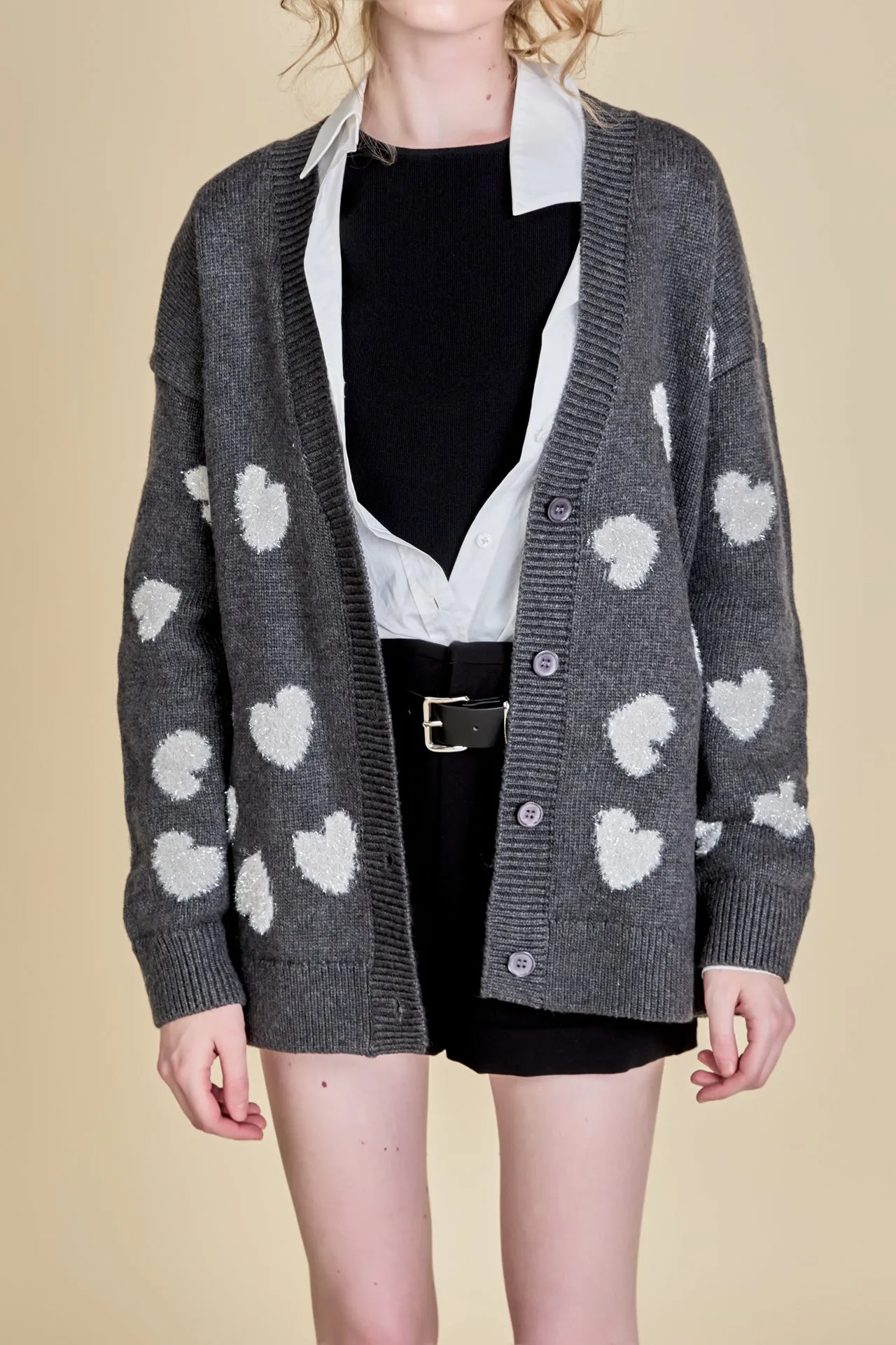 Lurex Heart Cardigan