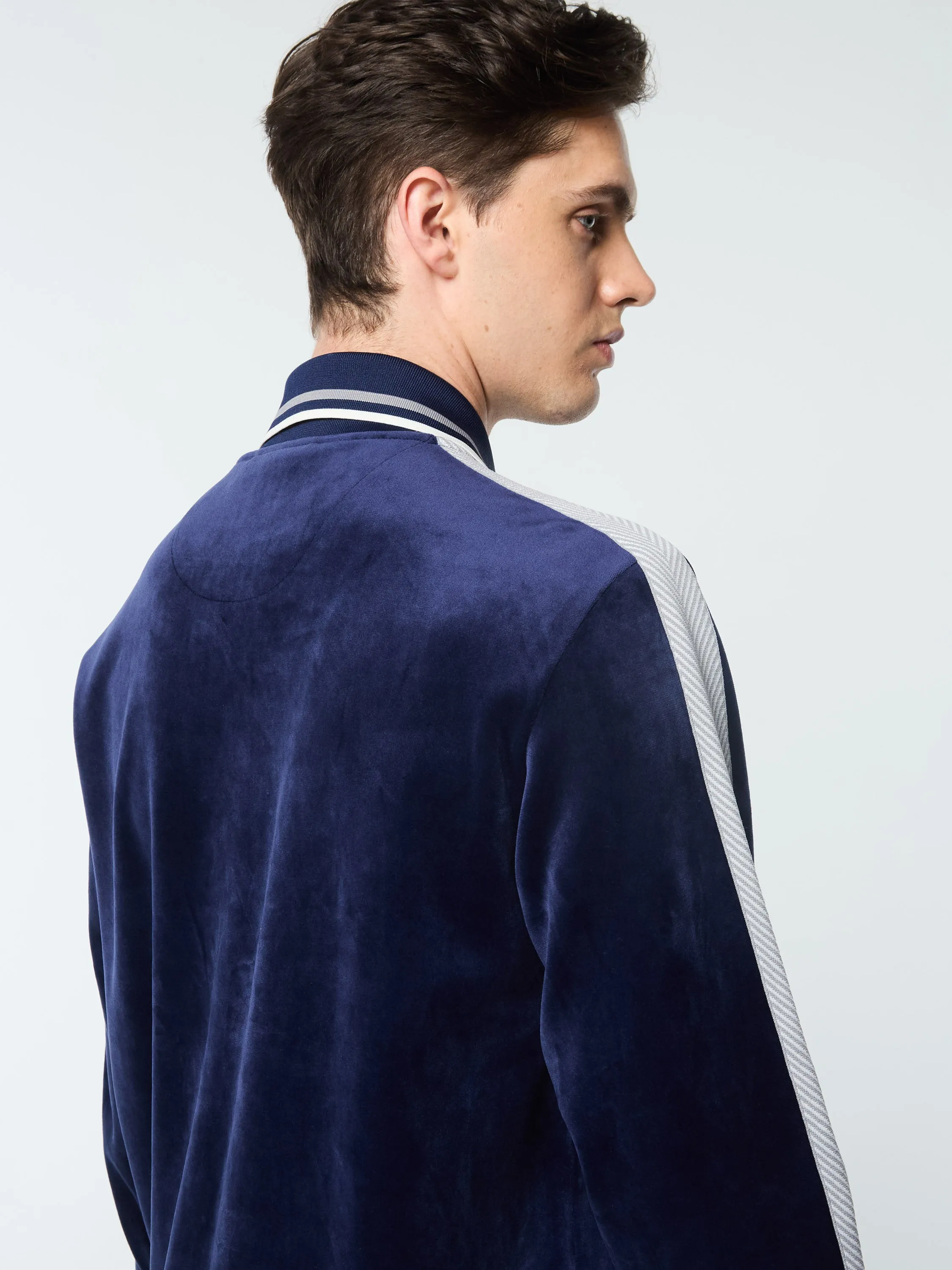 Maglia Velour Track Jacket- Maritime Blue