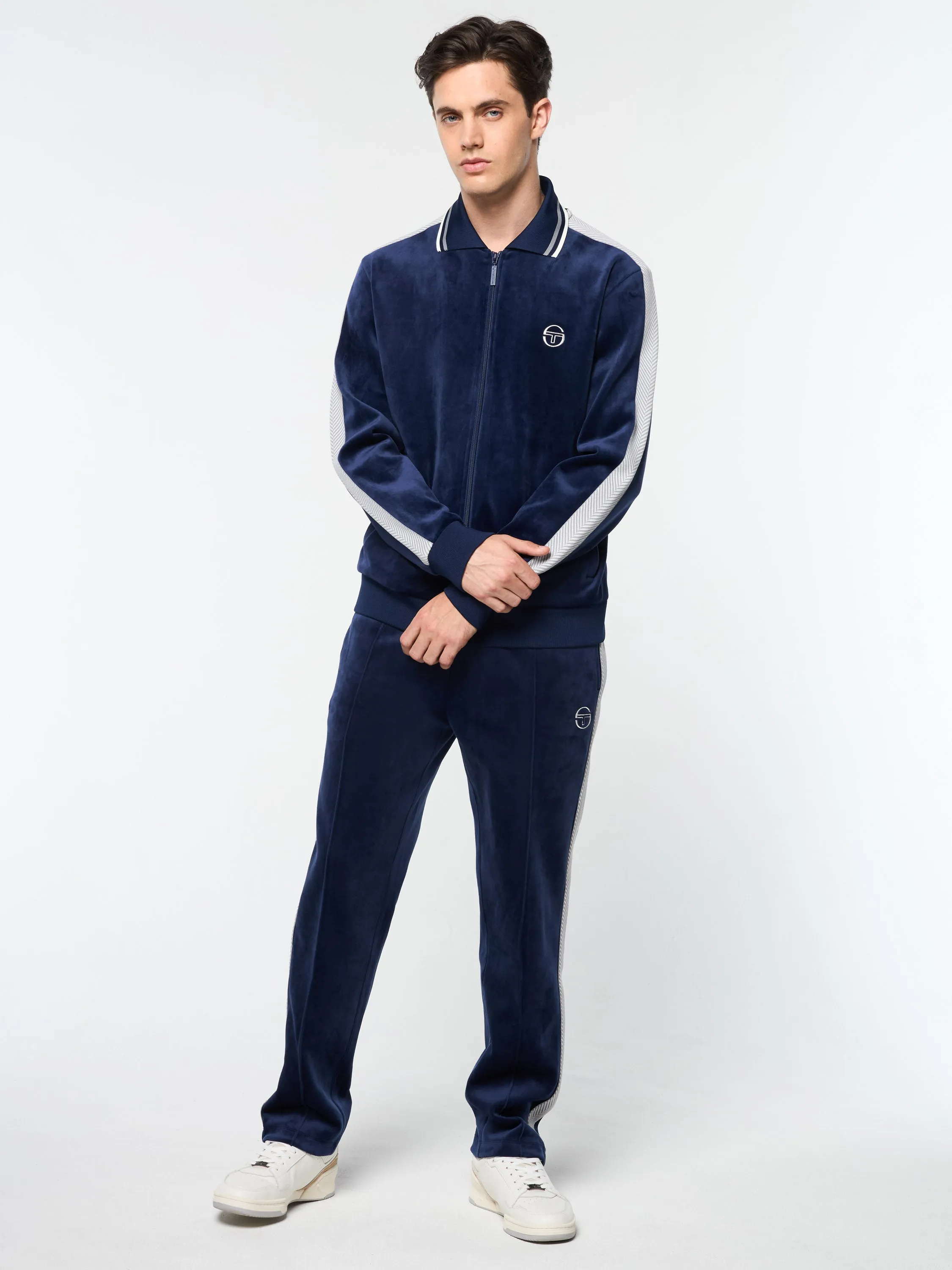 Maglia Velour Track Jacket- Maritime Blue