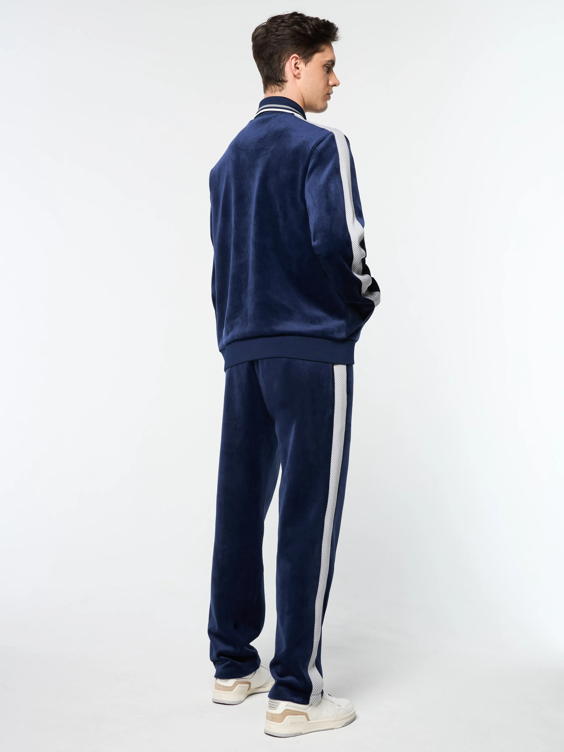 Maglia Velour Track Jacket- Maritime Blue