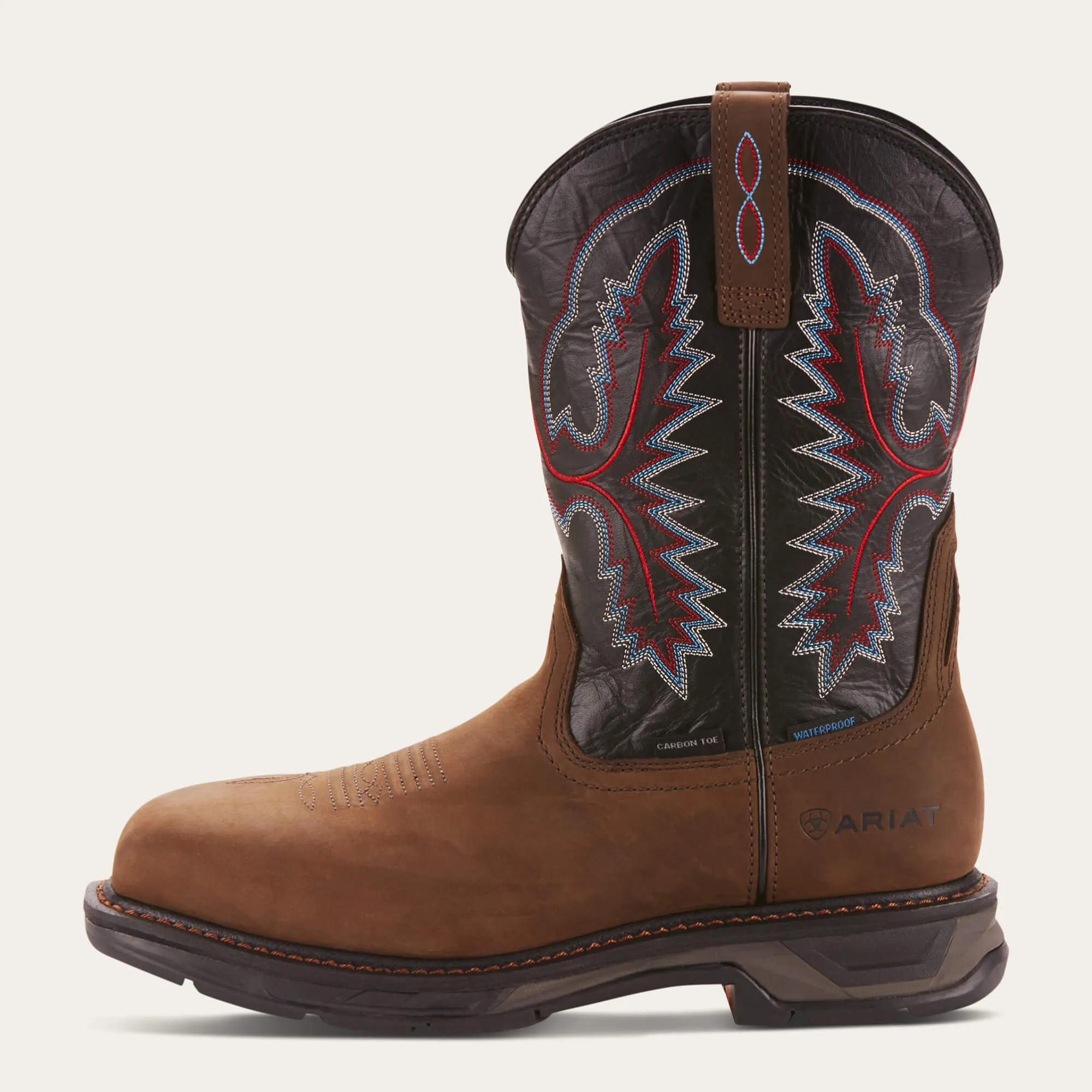 Men's Ariat WorkHog XT Oily Distressed Brown, WP, EH, SR Pull On Western Square Carbon Toe Boot