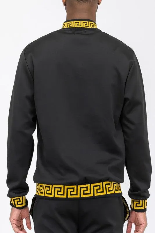 Mens Black And Gold Detail Track Suit Jacket