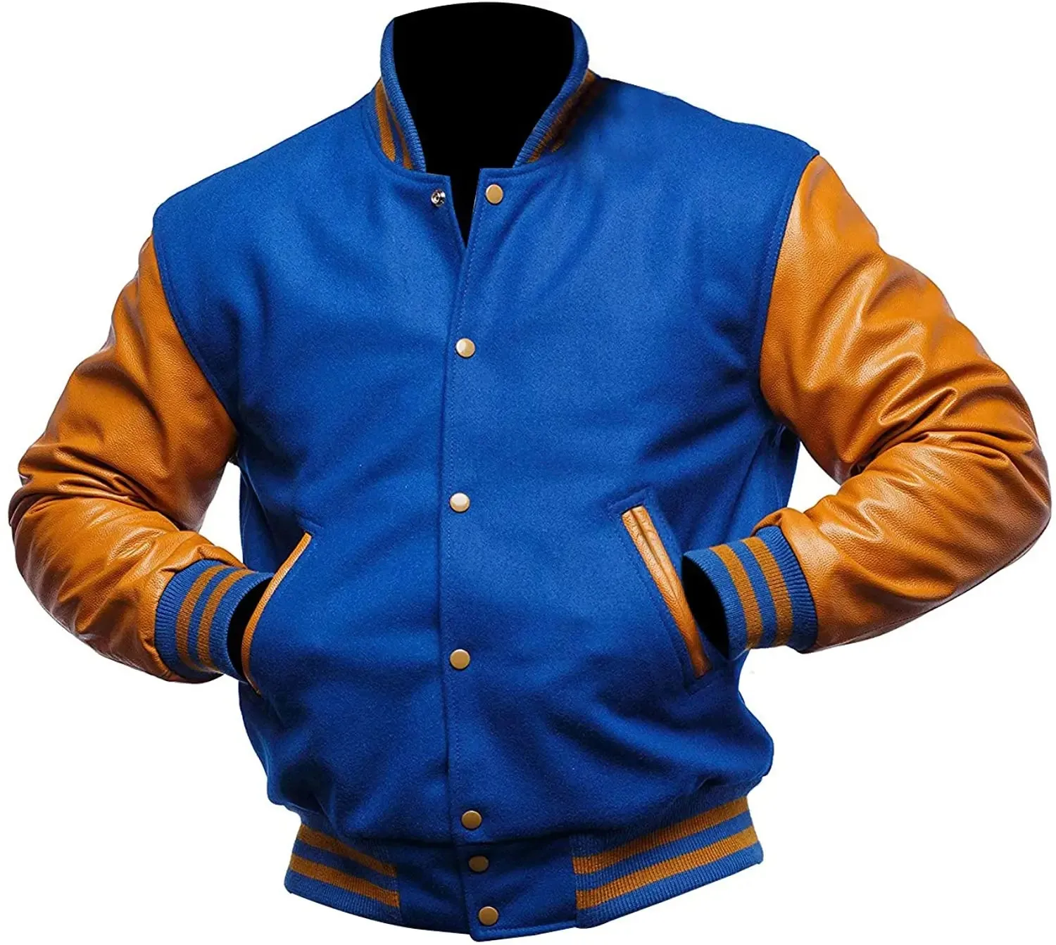 Mens Blue And Gold Varsity Jacket