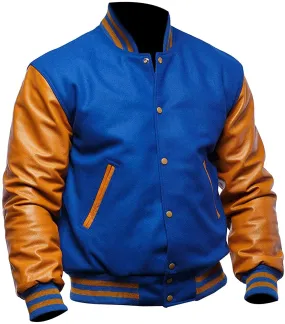 Mens Blue And Gold Varsity Jacket