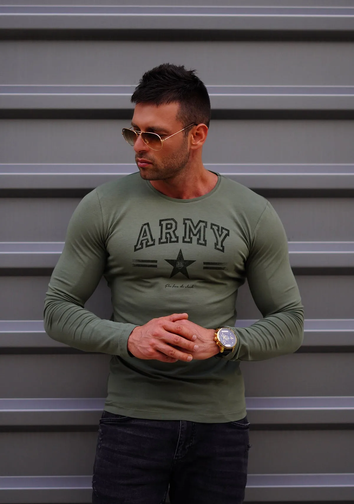 Mens Long Sleeve T-shirt "ARMY" MD944