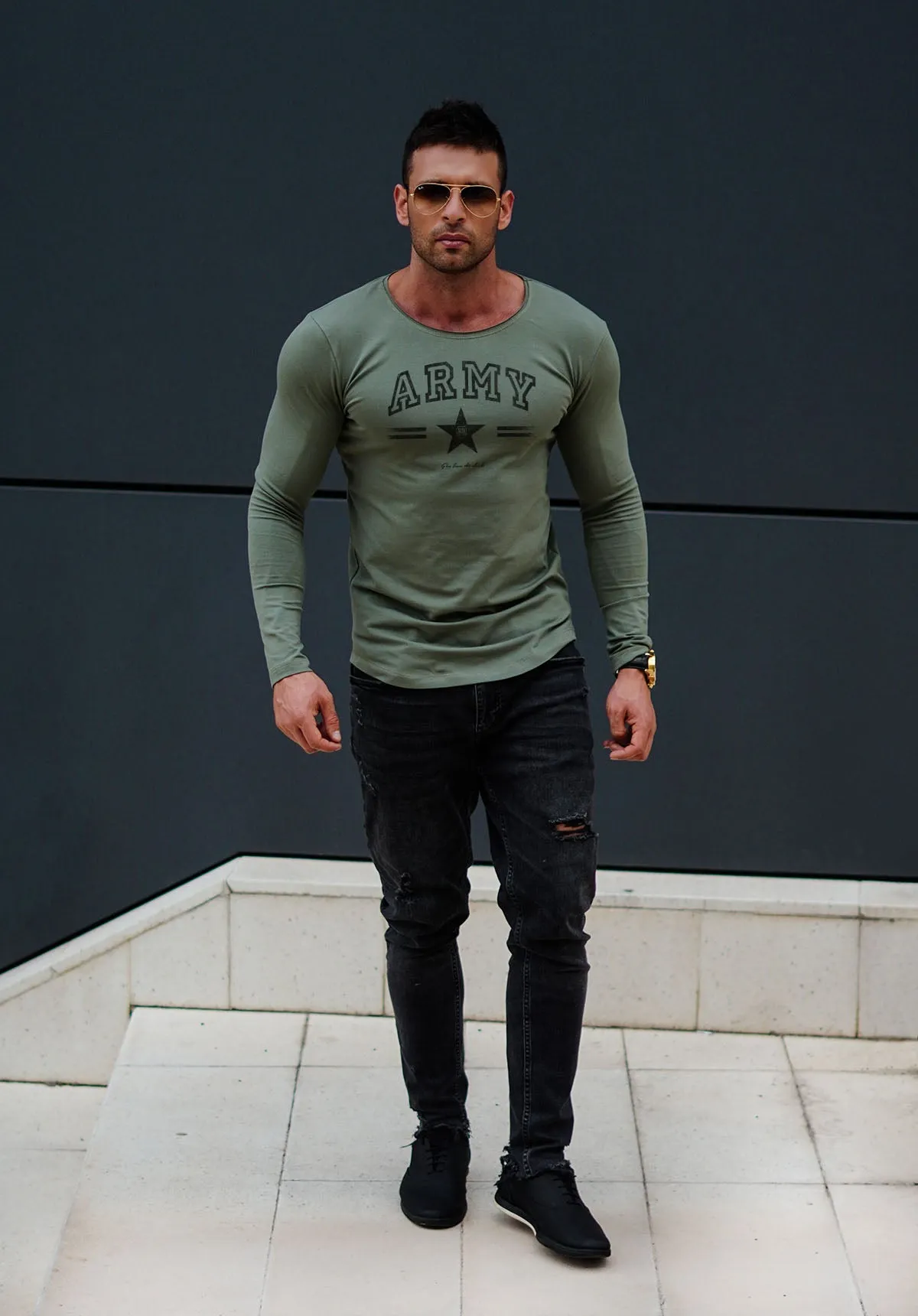 Mens Long Sleeve T-shirt "ARMY" MD944