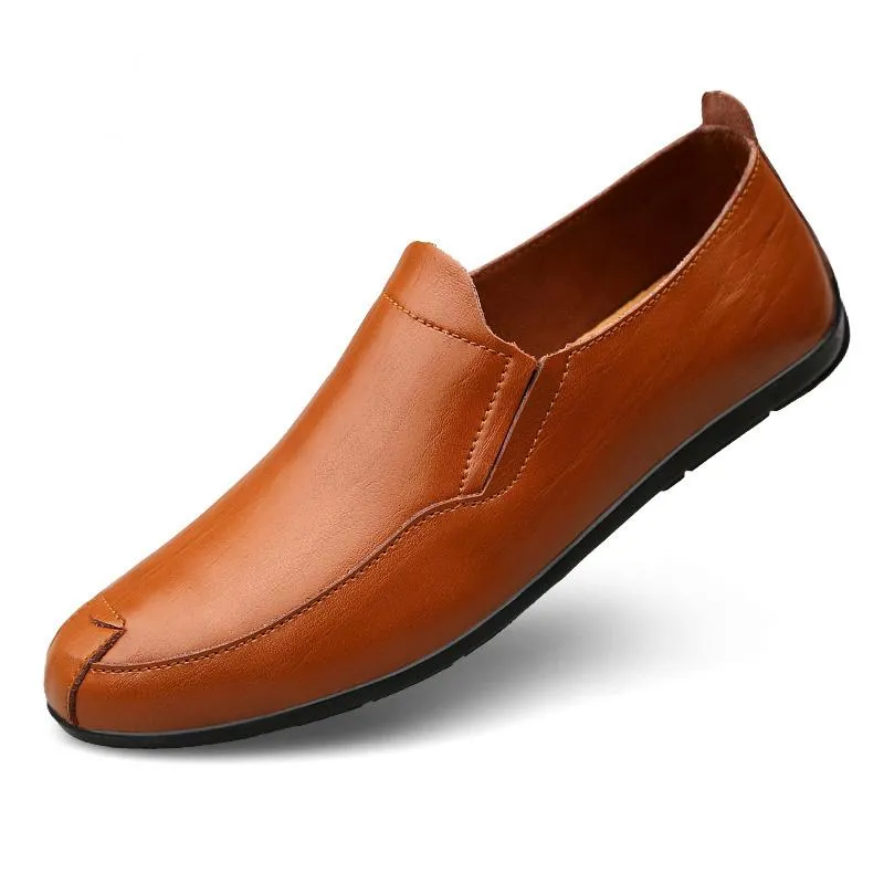 Men's Summer Casual Leather Slip-Ons | Plus Size