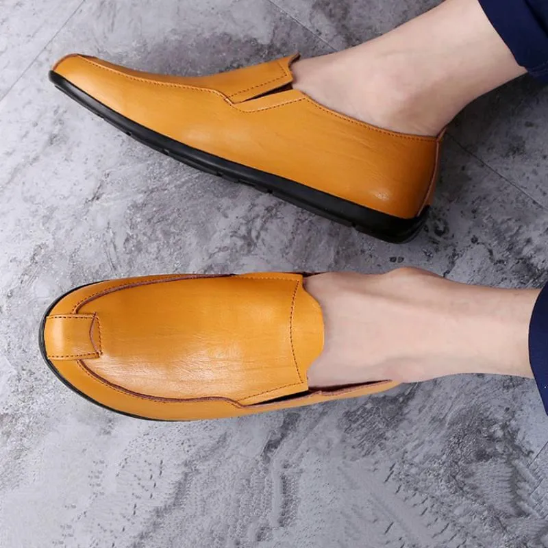 Men's Summer Casual Leather Slip-Ons | Plus Size