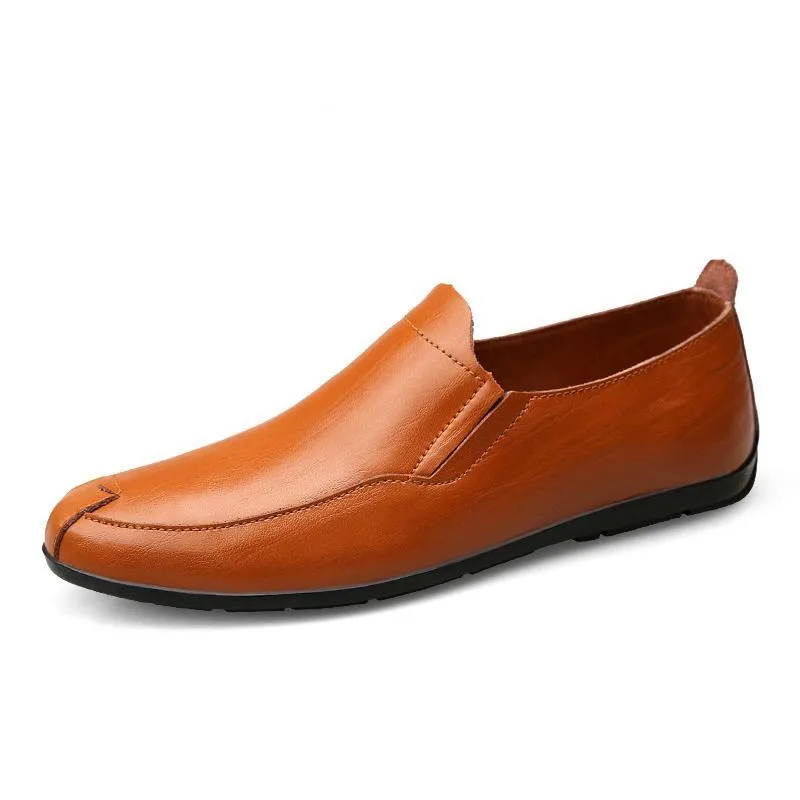 Men's Summer Casual Leather Slip-Ons | Plus Size