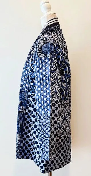 Miixed Print Blue Kantha Quilted And Fully Reversible. Smashing!