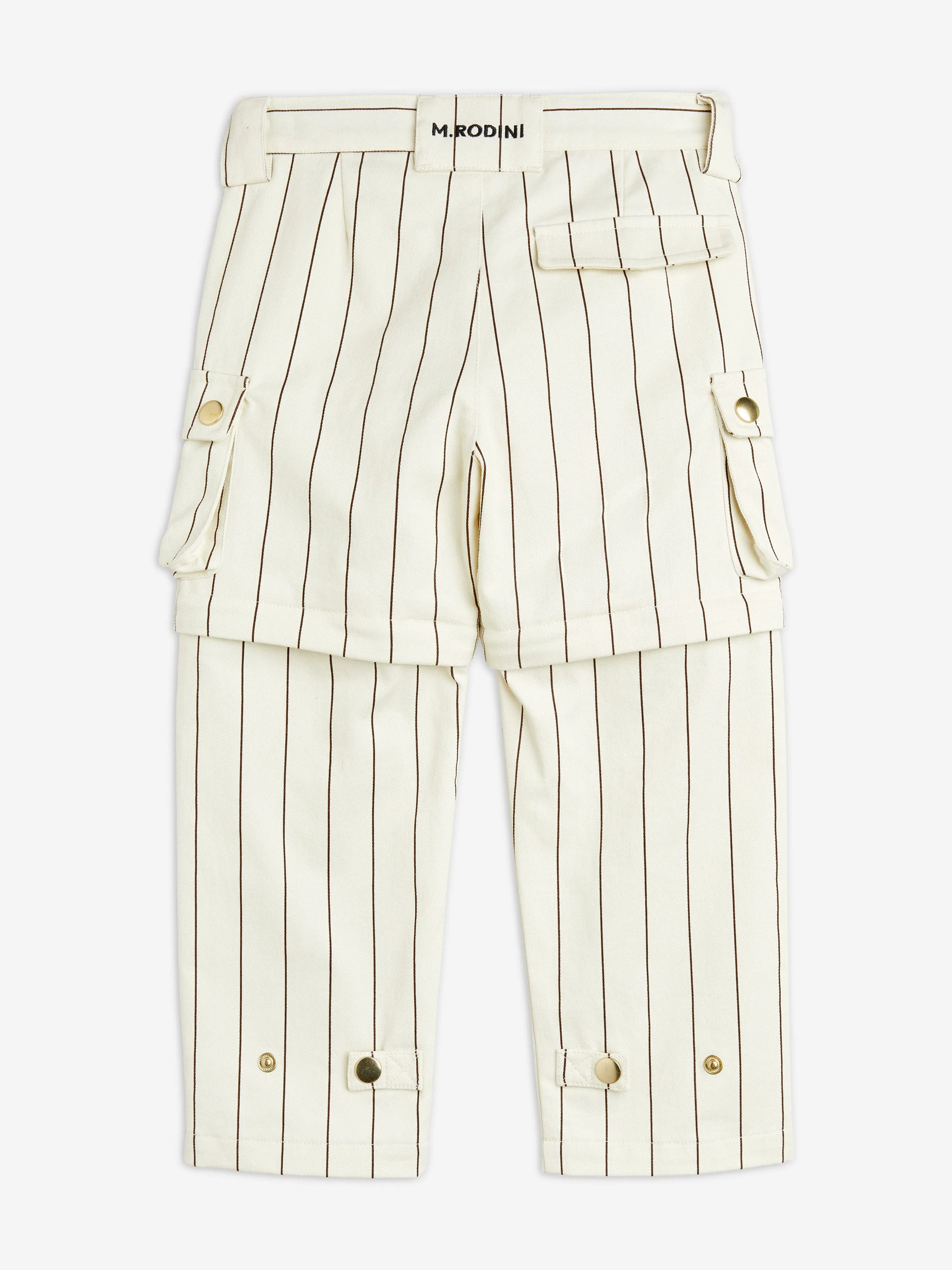 Mini Rodini Kids Striped Cargo Trousers in Ivory