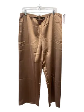 MNG Size XL Brown Missing Material Tag Satin Elastic Waist High Waist Pants