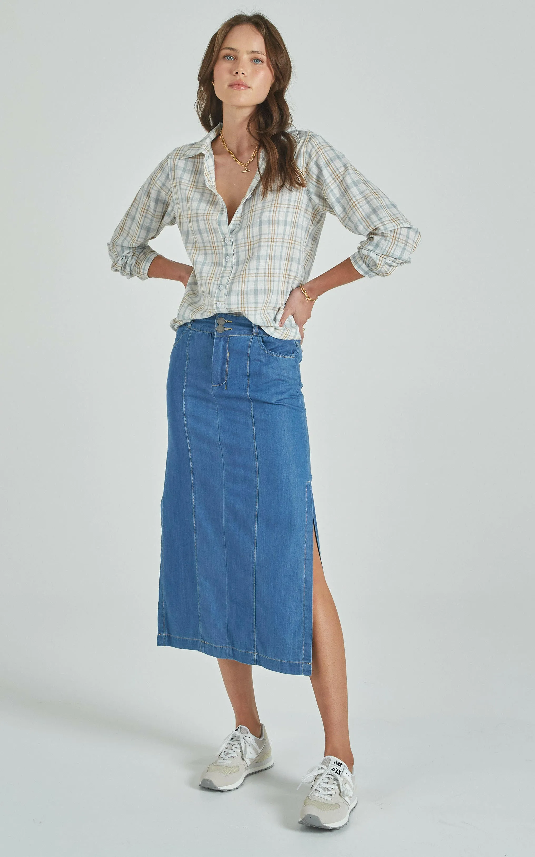 Mona Rodeo Blue Tencel Skirt