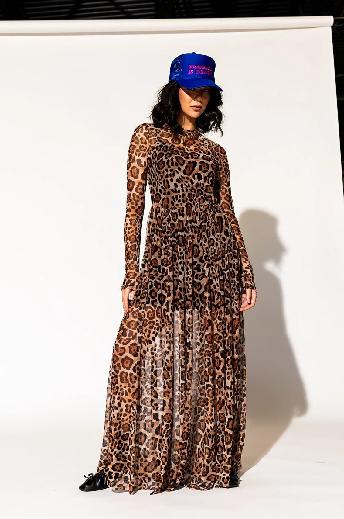 More You Mesh Maxi Dress in Macro Leopard