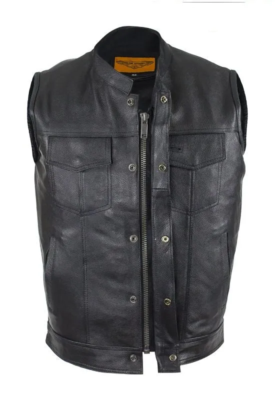 Motorcycle Club Vest With Zipper, MV320-ZIP-SS-DL