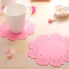 Multifunctional Placemat: Plate & Cup Mat in One (Rose/Circular)