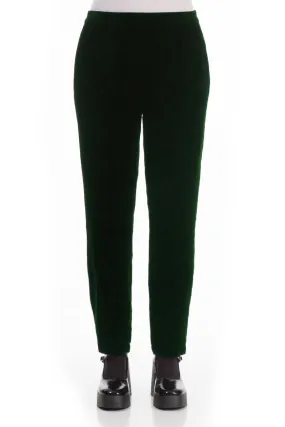 Narrow Pine Green Silk Velvet Trousers