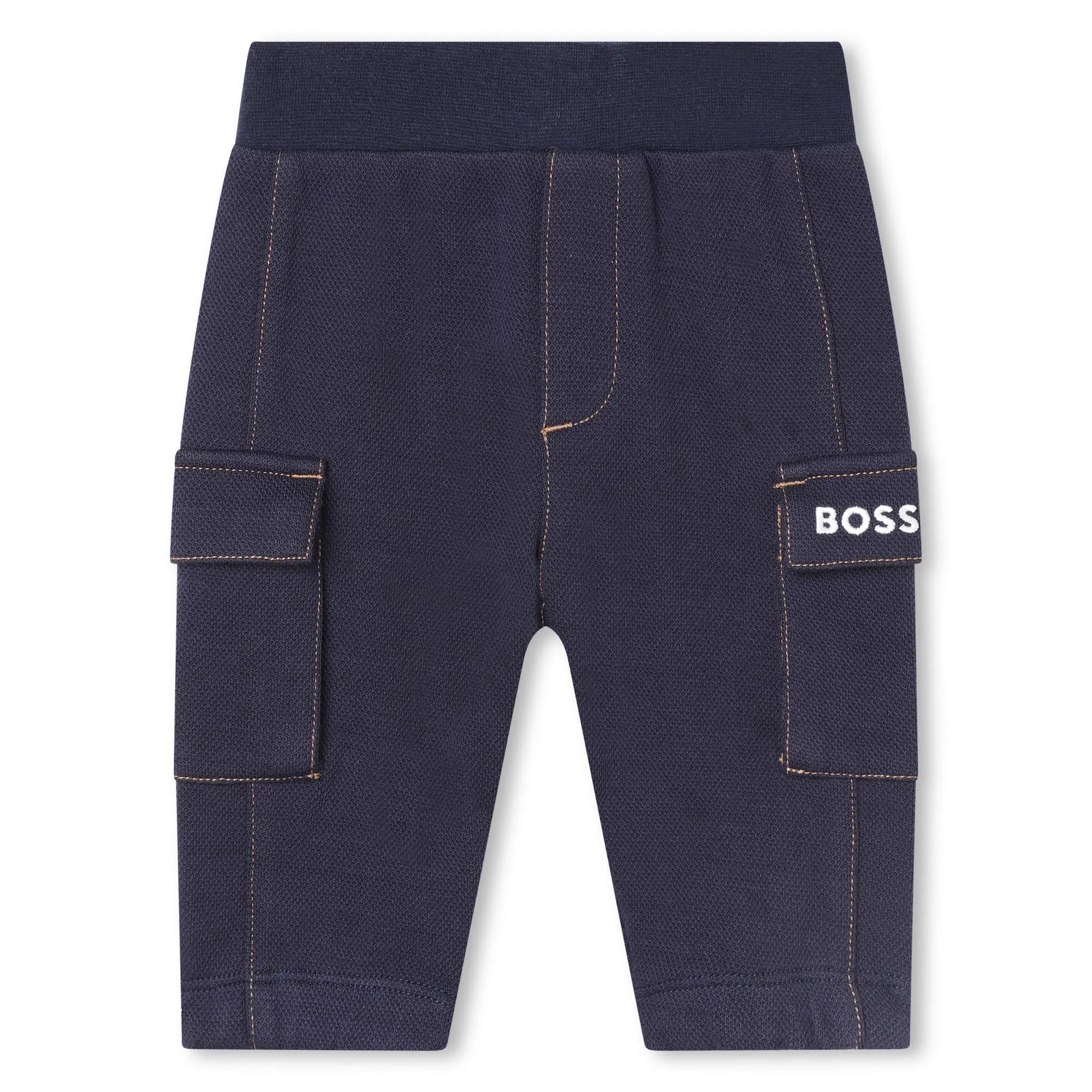 Navy Cotton Logo Pants