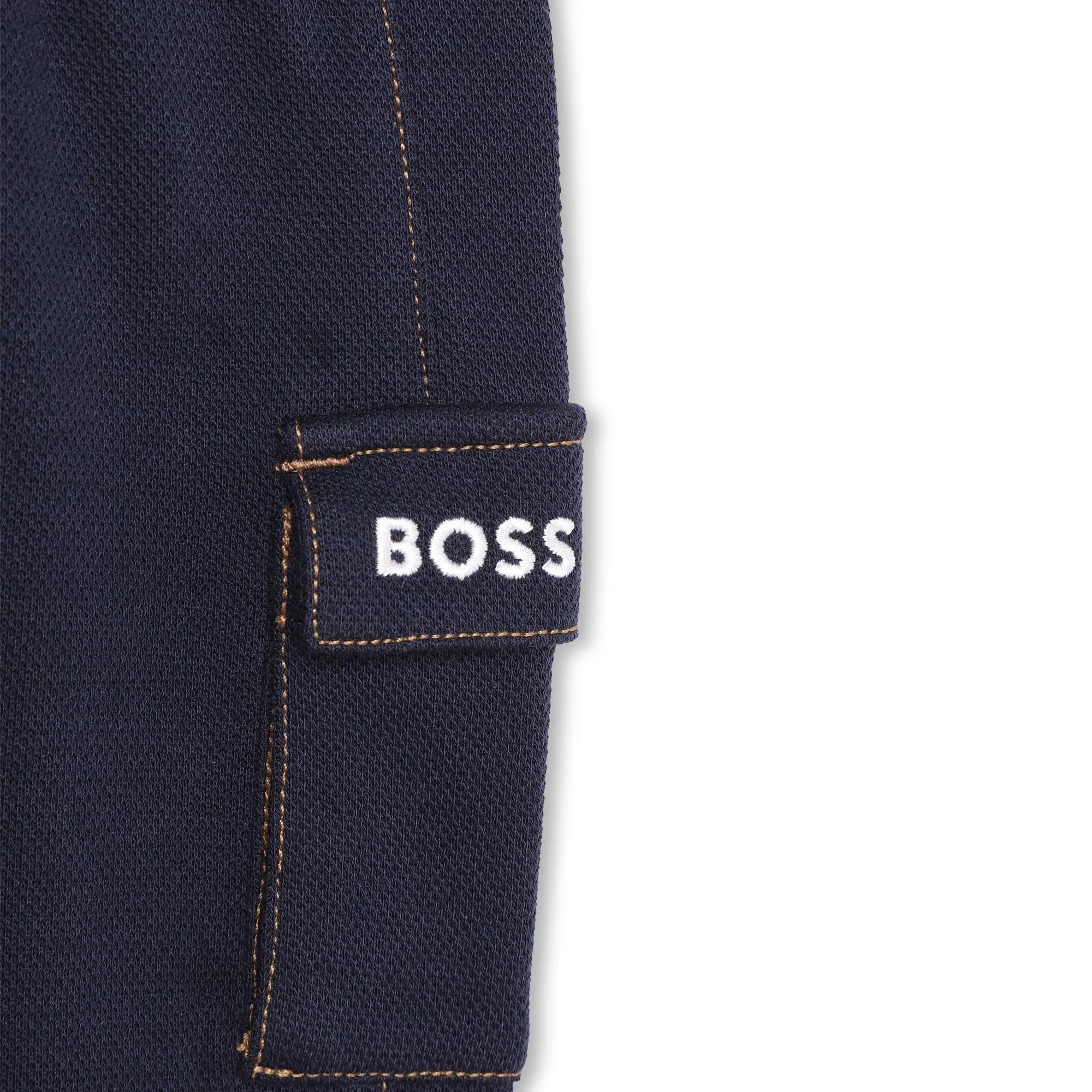 Navy Cotton Logo Pants