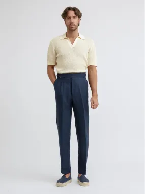 Navy Linen Gurkha Trousers