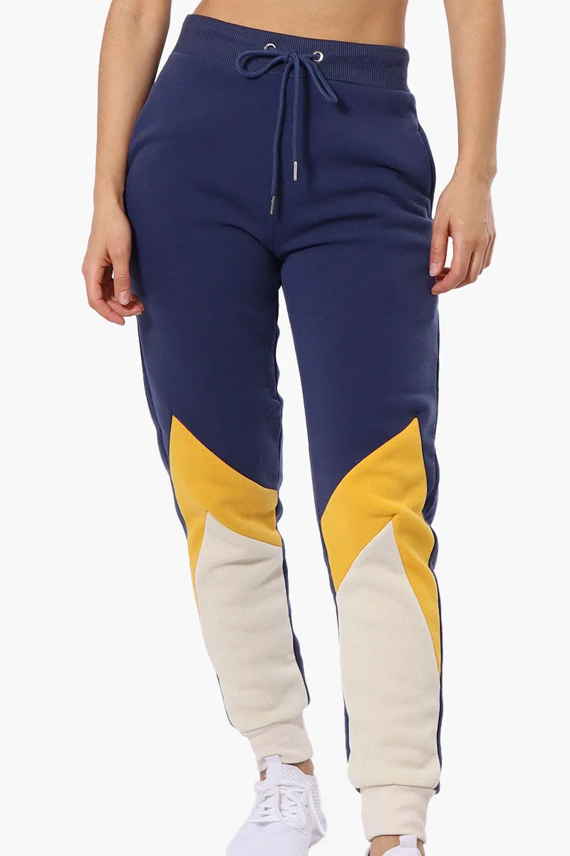 New Look Fleece Colour Block Joggers - Navy