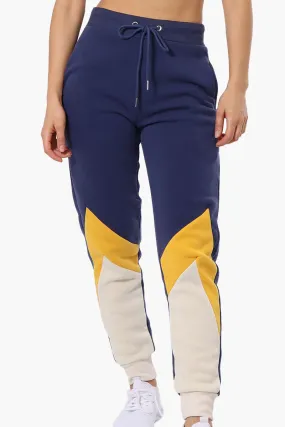 New Look Fleece Colour Block Joggers - Navy