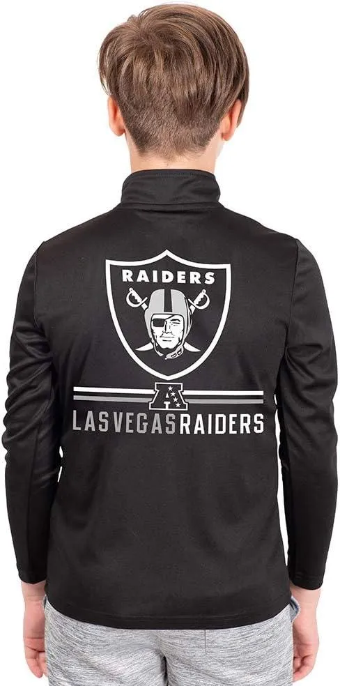 NFL Official Youth Super Soft Quarter Zip Long Sleeve T-Shirt|Las Vegas Raiders