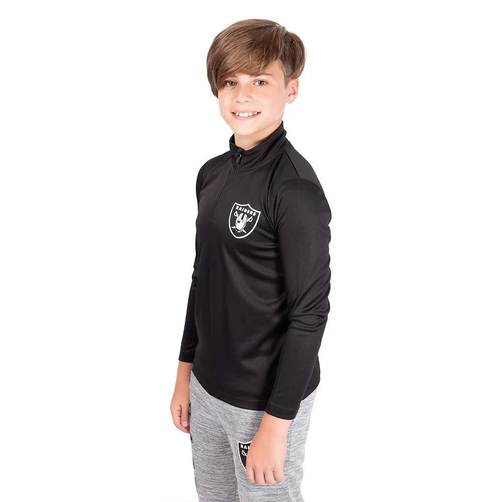 NFL Official Youth Super Soft Quarter Zip Long Sleeve T-Shirt|Las Vegas Raiders