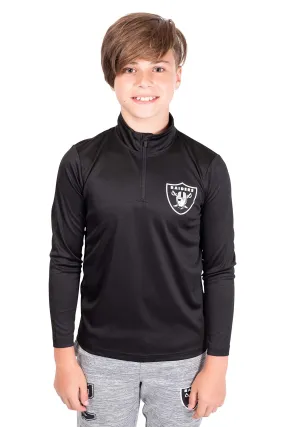 NFL Official Youth Super Soft Quarter Zip Long Sleeve T-Shirt|Las Vegas Raiders