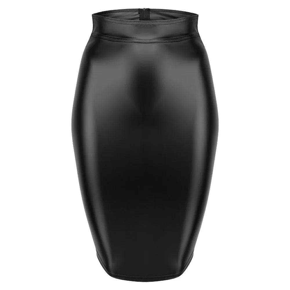 Noir Handmade Powerwetlook Zip-Up Corset Lacing Pencil Skirt