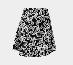 Numbers Print Flare Skirt