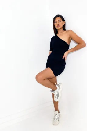 One Shoulder Black Bodycon Dress